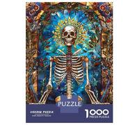 Jigsaw Puzzle for Adults 1000 Pieces Skeleton Stained Glass Teenager Puzzles Fun Games Staycation Kill Time for Is Ideal As A Gift 52x38cm/1000pcs