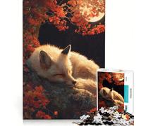 Jigsaw Puzzle for Adults 1000 Pieces Sleeping Fox Under Autumn Moon Educational Games Perfect Decoration Every Piece Is Unique 38x26cm