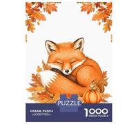 Jigsaw Puzzle for Adults 1000 Pieces Sleeping Fox with Squirrel And Pumpkin Puzzles for Adults DIY Toys Perfect Decoration Birthday And Unique Gifts 52x38cm/1000pcs