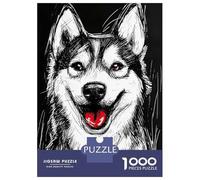 Jigsaw Puzzle for Adults 1000 Pieces Smiling Husky Portrait Jigsaw Puzzle Relax Games Precision Cutting Parent-child Interaction 70x50cm/1000pcs