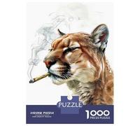 Jigsaw Puzzle for Adults 1000 Pieces Smoking Cougar Jigsaw for Adults Relax Games Hand Speed Race Difficult And Challenge 38x26cm/1000pcs