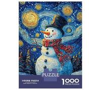 Jigsaw Puzzle for Adults 1000 Pieces Snowman Under Starry Night Jigsaws for Adults Toy Wall Decor Improve Memory for Is Ideal As A Gift 52x38cm/1000pcs