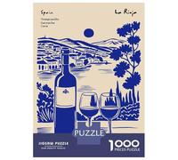 Jigsaw Puzzle for Adults 1000 Pieces, Spain La Rioja Wine Illustration Artwork, Premium Puzzle Challenge, Christmas Puzzle Collection, Durable Puzzle Pieces, 70x50cm/1000pcs