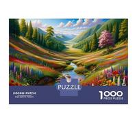 Jigsaw Puzzle for Adults 1000 Pieces Spring Valley with Flower Fields Jigsaw Puzzle Relaxing Games Wall Decoration Difficult And Challenge 38x26cm/1000pcs