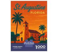 Jigsaw Puzzle for Adults 1000 Pieces, St. Augustine Florida Travel Poster Artwork, Creative Leisure Activity, Festive Season Fun, Pieces, 52x38cm/1000pcs