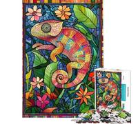 Jigsaw Puzzle for Adults 1000 Pieces Stained Glass Chameleon Adult Jigsaw DIY Toys Wall Decoration Unique Gifts for Birthday And Christmas (Size 38x52cm)