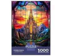 Jigsaw Puzzle for Adults 1000 Pieces Stained Glass Fantasy Castle Jigsaw Puzzle Relax Games Precision Cutting Parent-child Interaction 52x38cm/1000pcs