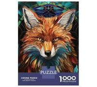 Jigsaw Puzzle for Adults 1000 Pieces Stained Glass Fox Portrait Puzzles for Adults DIY Toys Perfect Decoration Birthday And Unique Gifts 70x50cm/1000pcs