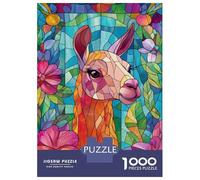 Jigsaw Puzzle for Adults 1000 Pieces Stained Glass Llama Jigsaws for Adults Toy Wall Decor Improve Memory for Is Ideal As A Gift 38x26cm/1000pcs
