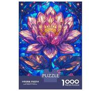 Jigsaw Puzzle for Adults 1000 Pieces Stained Glass Lotus Bloom Jigsaw Puzzle Relax Games Precision Cutting Parent-child Interaction 38x26cm/1000pcs