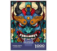 Jigsaw Puzzle for Adults 1000 Pieces Stained Glass Oni Mask Jigsaw Puzzle Relax Games Precision Cutting Parent-child Interaction 52x38cm/1000pcs