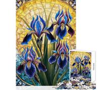 Jigsaw Puzzle for Adults 1000 Pieces Stained Glass Phoenix Iris Flowers Practical Game Wall Decoration DIY Toys Suitable for Desktop Decoration (50x75cm)