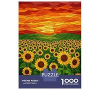 Jigsaw Puzzle for Adults 1000 Pieces Stained Glass Sunflower Field at Sunset Adult Jigsaw Puzzle Relaxing Games Wall Decoration for Is Ideal As A Gift 70x50cm/1000pcs