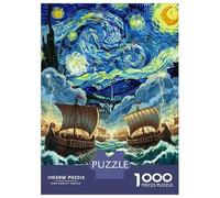 Jigsaw Puzzle for Adults 1000 Pieces Starry Night Sea Battle Jigsaw for Adults Relax Games Hand Speed Race Difficult And Challenge 52x38cm/1000pcs