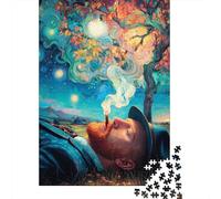Jigsaw Puzzle for Adults 1000 Pieces Starry Night Smoking Man Adult Jigsaw Puzzle Hands-on Game Pattern Assembly Unique Gifts for Birthday And Christmas 38x26cm/1000pcs