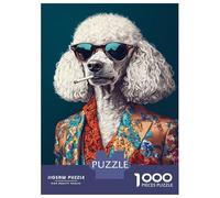 Jigsaw Puzzle for Adults 1000 Pieces Stylish Poodle in Floral Suit Puzzles for Adults Relax Games Pattern Assembly for Is Ideal As A Gift 38x26cm/1000pcs