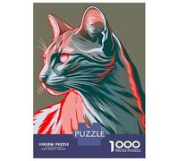 Jigsaw Puzzle for Adults 1000 Pieces Stylized Cat Portrait with Red Accents Adult Jigsaw Puzzle Hands-on Game Pattern Assembly Unique Gifts for Birthday And Christmas 70x50cm/1000pcs