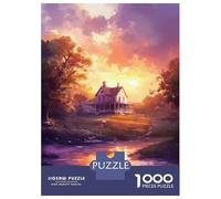 Jigsaw Puzzle for Adults 1000 Pieces Sunset House by The River Teenager Puzzles Fun Games Staycation Kill Time for Is Ideal As A Gift 70x50cm/1000pcs