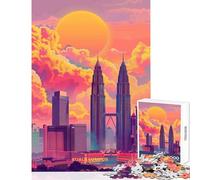 Jigsaw Puzzle for Adults 1000 Pieces Sunset in Kuala Lumpur Educational Toy Secret Santa Gifts Fun Games Improving Love between Couples Size 50x75cm