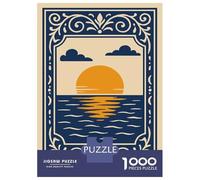 Jigsaw Puzzle for Adults 1000 Pieces Sunset over The Ocean Illustration Jigsaw Puzzle Relax Games Precision Cutting Parent-child Interaction 38x26cm/1000pcs