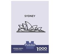 Jigsaw Puzzle for Adults 1000 Pieces Sydney Opera House Line Art Jigsaw Puzzle Brain Teaser Game Stress Reliever Birthday And Unique Gifts 38x26cm/1000pcs