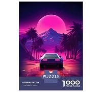 Jigsaw Puzzle for Adults 1000 Pieces Synthwave Car Jigsaw Puzzle Relaxing Games Difficult Challenge Unique Gifts for Birthday And Christmas 52x38cm/1000pcs