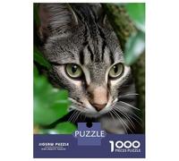 Jigsaw Puzzle for Adults 1000 Pieces Tabby Cat Peeking Through Greenery Adult Jigsaw Puzzle Hands-on Game Pattern Assembly Unique Gifts for Birthday And Christmas 52x38cm/1000pcs