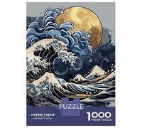 Jigsaw Puzzle for Adults 1000 Pieces, The Great Wave Kanagawa Inspired Art Artwork, Relaxing Puzzle Experience, Holiday Family Game, Precision Cut Pieces, 38x26cm/1000pcs