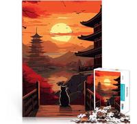 Jigsaw Puzzle for Adults 1000 Pieces The Moon Night Cat Japan Lustige Spiele Einzigartige Geburtstags- und Geschenkideen75x50cm