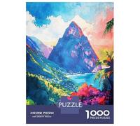 Jigsaw Puzzle for Adults 1000 Pieces The Pitons Soufriere Art Jigsaw Puzzle Brain Teaser Game Stress Reliever Birthday And Unique Gifts 70x50cm/1000pcs