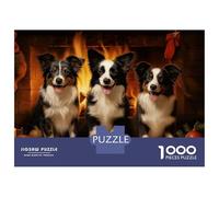 Jigsaw Puzzle for Adults 1000 Pieces Three Border Collies Christmas Jigsaw Puzzle Relaxing Games Difficult Challenge Unique Gifts for Birthday And Christmas 38x26cm/1000pcs