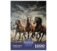 Jigsaw Puzzle for Adults 1000 Pieces Three Horses Running Painting Puzzles for Adults DIY Toys Perfect Decoration Birthday And Unique Gifts 70x50cm/1000pcs
