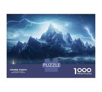 Jigsaw Puzzle for Adults 1000 Pieces, Thunder Mountains Rainy Artwork, Mindfulness Activity, Perfect, Premium Thick Cardboard, 52x38cm/1000pcs