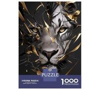 Jigsaw Puzzle for Adults 1000 Pieces, Tiger Portrait with Golden Shattered Glass Artwork, Premium Puzzle Challenge, Perfect, Premium Puzzle Pieces, 52x38cm/1000pcs