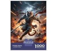 Jigsaw Puzzle for Adults 1000 Pieces Tiger Warrior Fantasy Art Print Puzzle for Adults Relax Games Perfect Decoration Difficult And Challenge 70x50cm/1000pcs