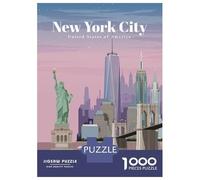 Jigsaw Puzzle for Adults 1000 Pieces, Travel to NYC by Dusk Artwork, Relaxing Puzzle Experience, Winter Indoor Entertainment, Pieces, 52x38cm/1000pcs