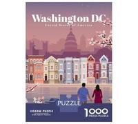 Jigsaw Puzzle for Adults 1000 Pieces, Travel to Washington DC Artwork, Creative Leisure Activity, Seasonal Gift Choice, Durable Puzzle Pieces, 52x38cm/1000pcs