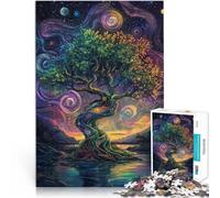 Jigsaw Puzzle for Adults 1000 Pieces Tree under the planet Lernspiele Heimdekoration mit passendem Poster und Quizblatt38x26cm