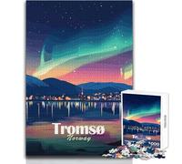 Jigsaw Puzzle for Adults 1000 Pieces Tromsø Norway Aurora Borealis Nightscape Beautiful Design Game A Work of Art Gift For Birthdays Size 38x52cm