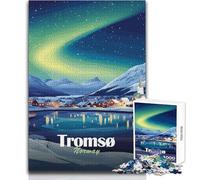 Jigsaw Puzzle for Adults 1000 Pieces Tromsø Norway Northern Lights Landscape Beautiful Design Game A Work of Art Gift For Birthdays Size 50x75cm