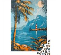 Jigsaw Puzzle for Adults 1000 Pieces Tropical Island Lighthouse Scene-2 Adult Jigsaw Puzzle Relaxing Games Wall Decoration for Is Ideal As A Gift 70x50cm/1000pcs