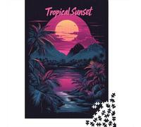 Jigsaw Puzzle for Adults 1000 Pieces Tropical Sunset Poster-3 Adult Jigsaw Puzzle Relaxing Games Wall Decoration for Is Ideal As A Gift 70x50cm/1000pcs