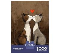 Jigsaw Puzzle for Adults 1000 Pieces Two Cats Kissing with A Heart Jigsaw for Adults Relax Games Hand Speed Race Difficult And Challenge 70x50cm/1000pcs