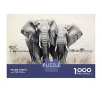 Jigsaw Puzzle for Adults 1000 Pieces Two Elephants in Grassland Jigsaw Puzzle Relaxing Games Wall Decoration Difficult And Challenge 38x26cm/1000pcs