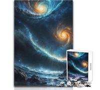 Jigsaw Puzzle for Adults 1000 Pieces Two Galaxies Collide Peaceful And Satisfying Pastime Perfect Interlock Precision Cut Toy Size 50x75cm
