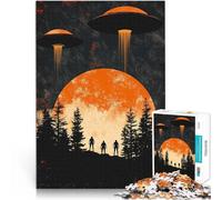 Jigsaw Puzzle for Adults 1000 Pieces UFOs Over Forest Denksportaufgabe für Wanddekoration Einzigartige Geburtstags- und Weihnachtsgeschenke75x50cm