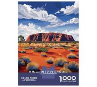 Jigsaw Puzzle for Adults 1000 Pieces, Uluru-Kata Tjuta National Park Illustration Artwork, Relaxing Family Game, Holiday Family Game, Precision Cut Pieces, 70x50cm/1000pcs