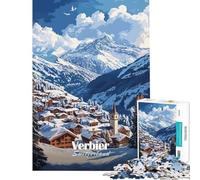 Jigsaw Puzzle for Adults 1000 Pieces Verbier Switzerland Mountain Village Jigsaw for Adults Hands-on Game Precision Cutting Birthday And Unique Gifts (Size 38x52cm)