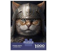 Jigsaw Puzzle for Adults 1000 Pieces Viking Cat Wearing Armor Puzzles for Adults Relax Games Pattern Assembly for Is Ideal As A Gift 52x38cm/1000pcs