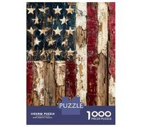 Jigsaw Puzzle for Adults 1000 Pieces Vintage American Flag on Wood Jigsaw Puzzle Brain Teaser Game For Family Fun Parent-child Interaction 70x50cm/1000pcs